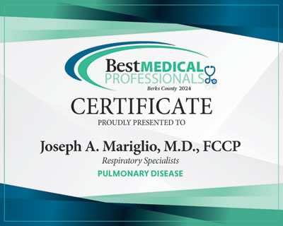Joseph A. Mariglio, MD, FCCP, of Respiratory Specialists, pulmonary & sleep medicine in Wyomissing, PA